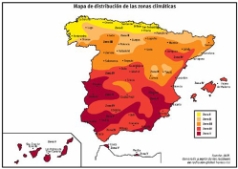 Mapa de distribución de las zonas climáticas